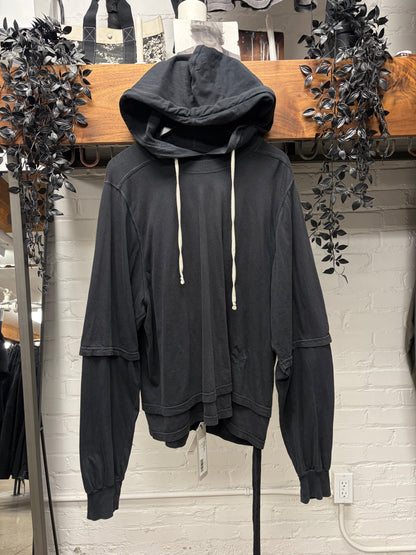 Rick Owens DRKSHDW ‘Hustler’ Black Double Layered Hoodie