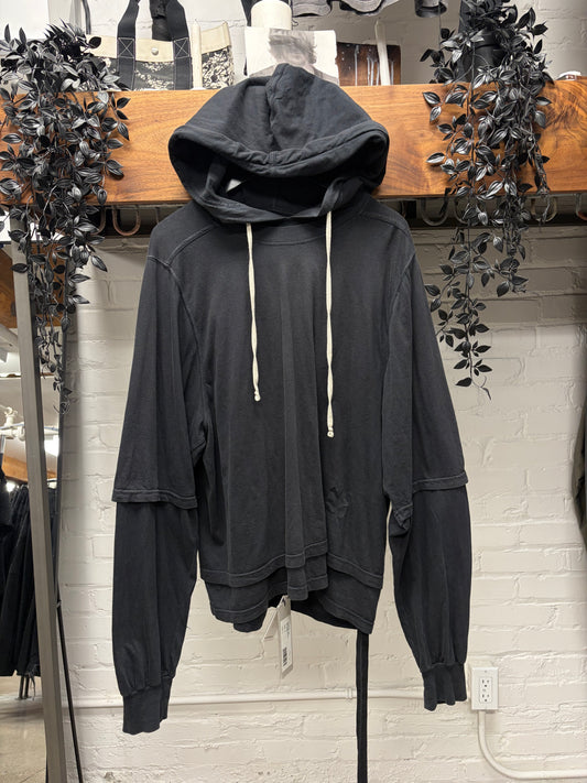 Rick Owens DRKSHDW ‘Hustler’ Black Double Layered Hoodie