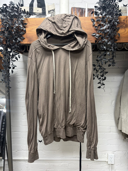 Rick Owens DRKSHDW Lightweight Dust Brown Drawstring Hoodie