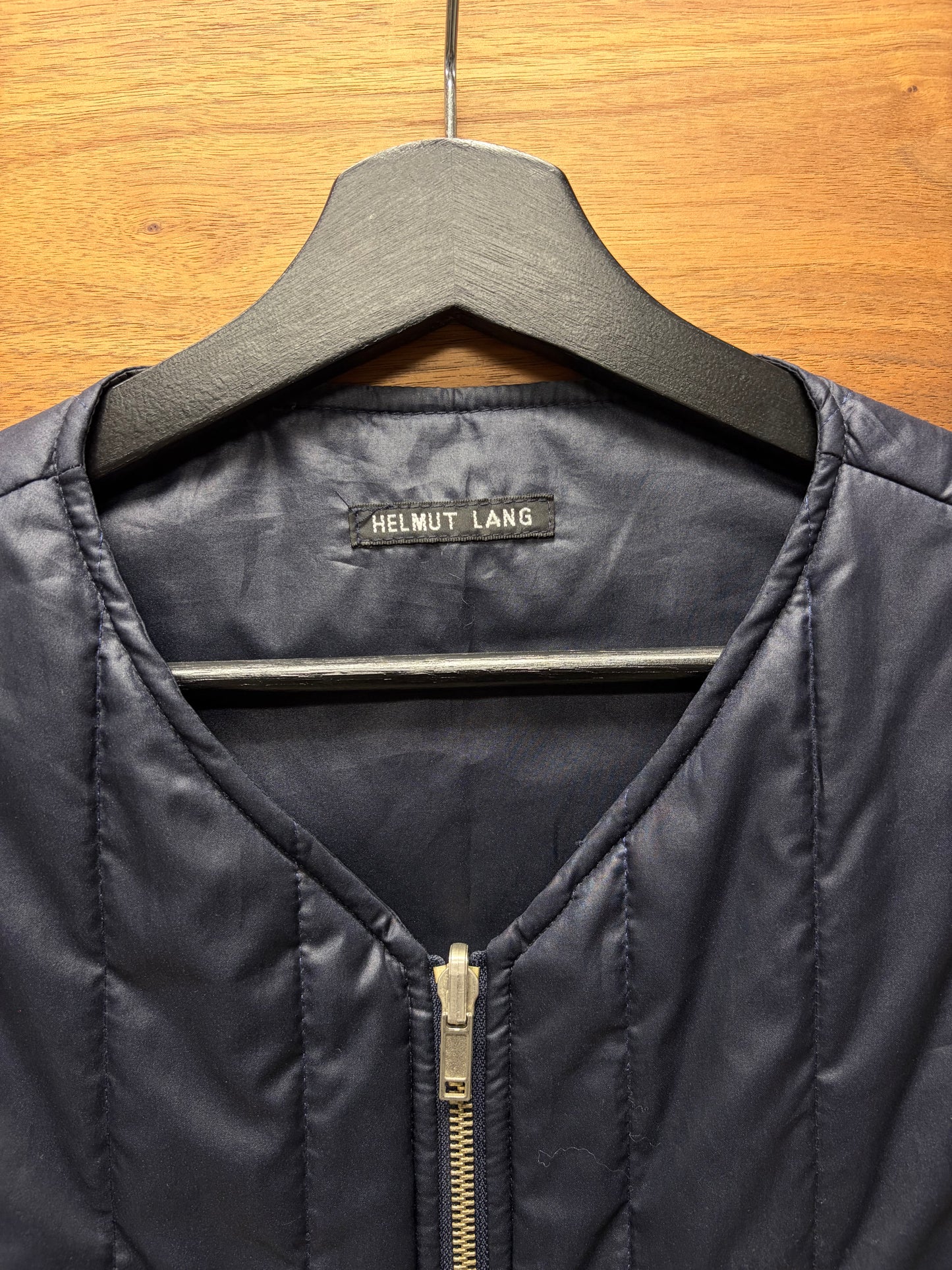 Vintage 1990s Helmut Lang Padded Blue Military Liner Vest