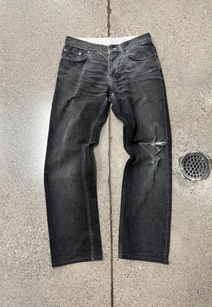 Vintage Helmut Lang ‘Overprint’ Low Rise Grey Bootcut Denim