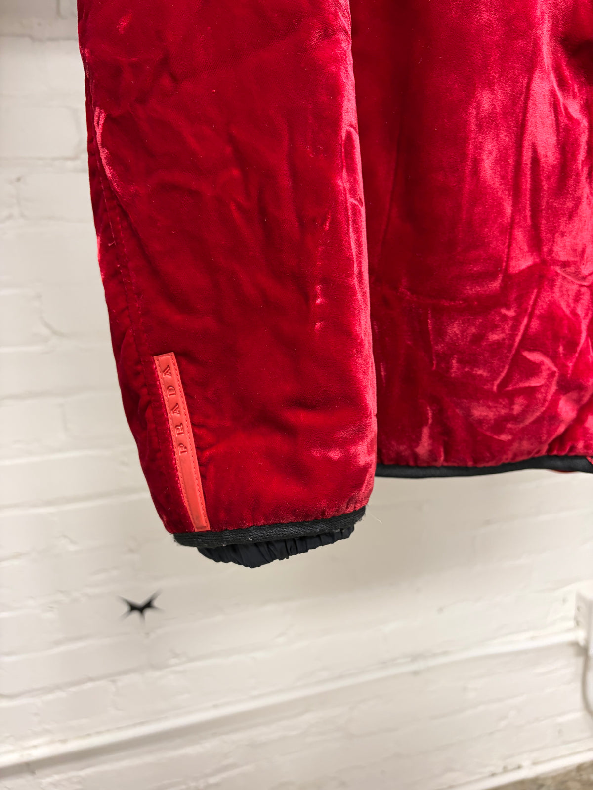 Vintage Prada Sport Crushed Velour Jacket with Nylon Shell Interior