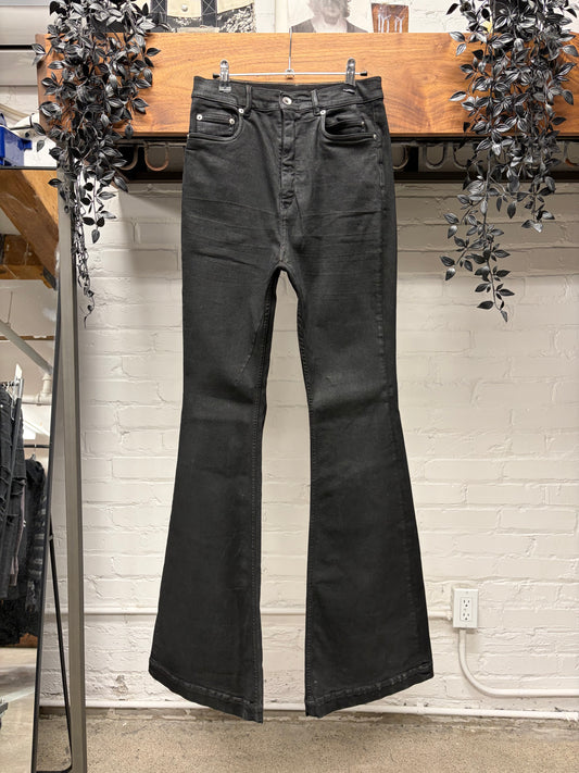 SS2024 Rick Owens ‘Lido’ Black ‘Bolans’ Flared Leg Denim