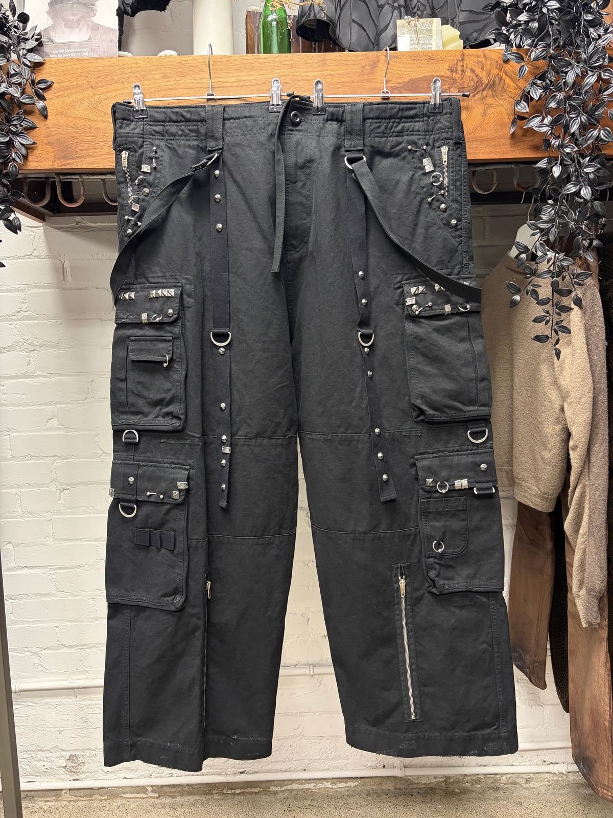 2024 Balenciaga ‘Raver’ Piercing Studded Black Wide Leg Denim