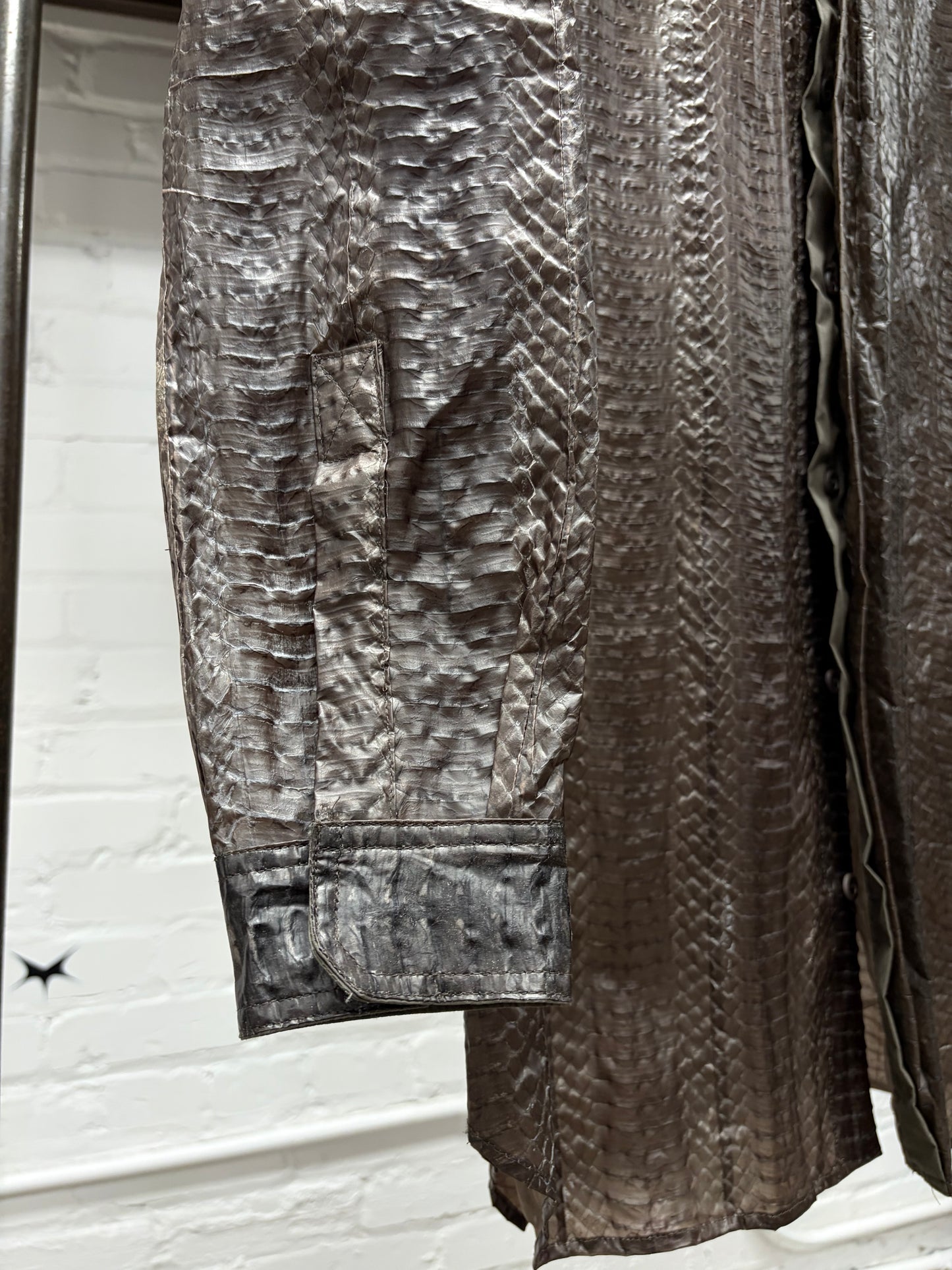 SS2016 Rick Owens Genuine Python Leather ‘Cyclops’ Collared Button Up Shirt