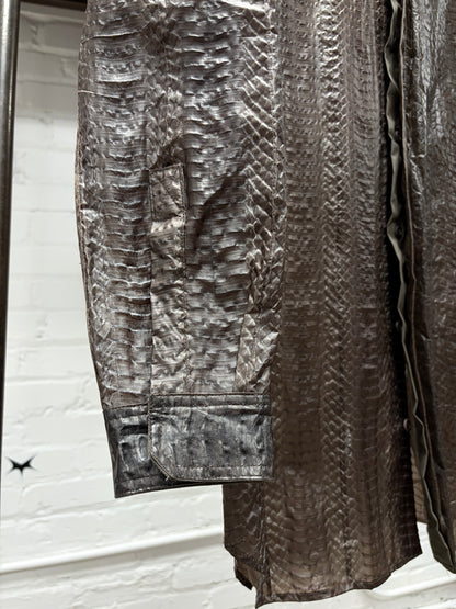 SS2016 Rick Owens Genuine Python Leather ‘Cyclops’ Collared Button Up Shirt