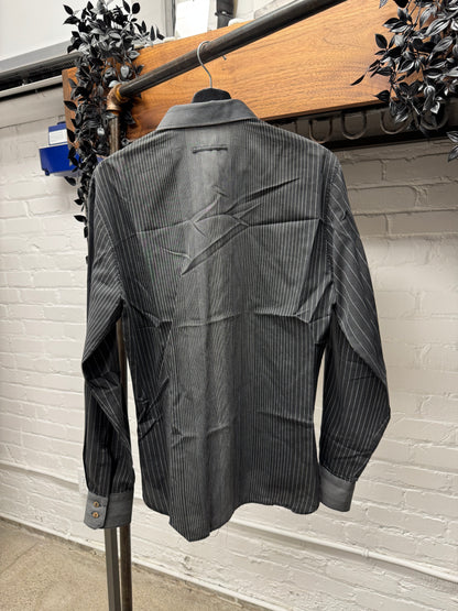 Vintage Jean Paul Gaultier Homme ‘Pinstripe’ Grey Dagger Collared Shirt