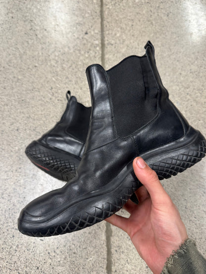 Prada Sport Black Leather Ankle Boots