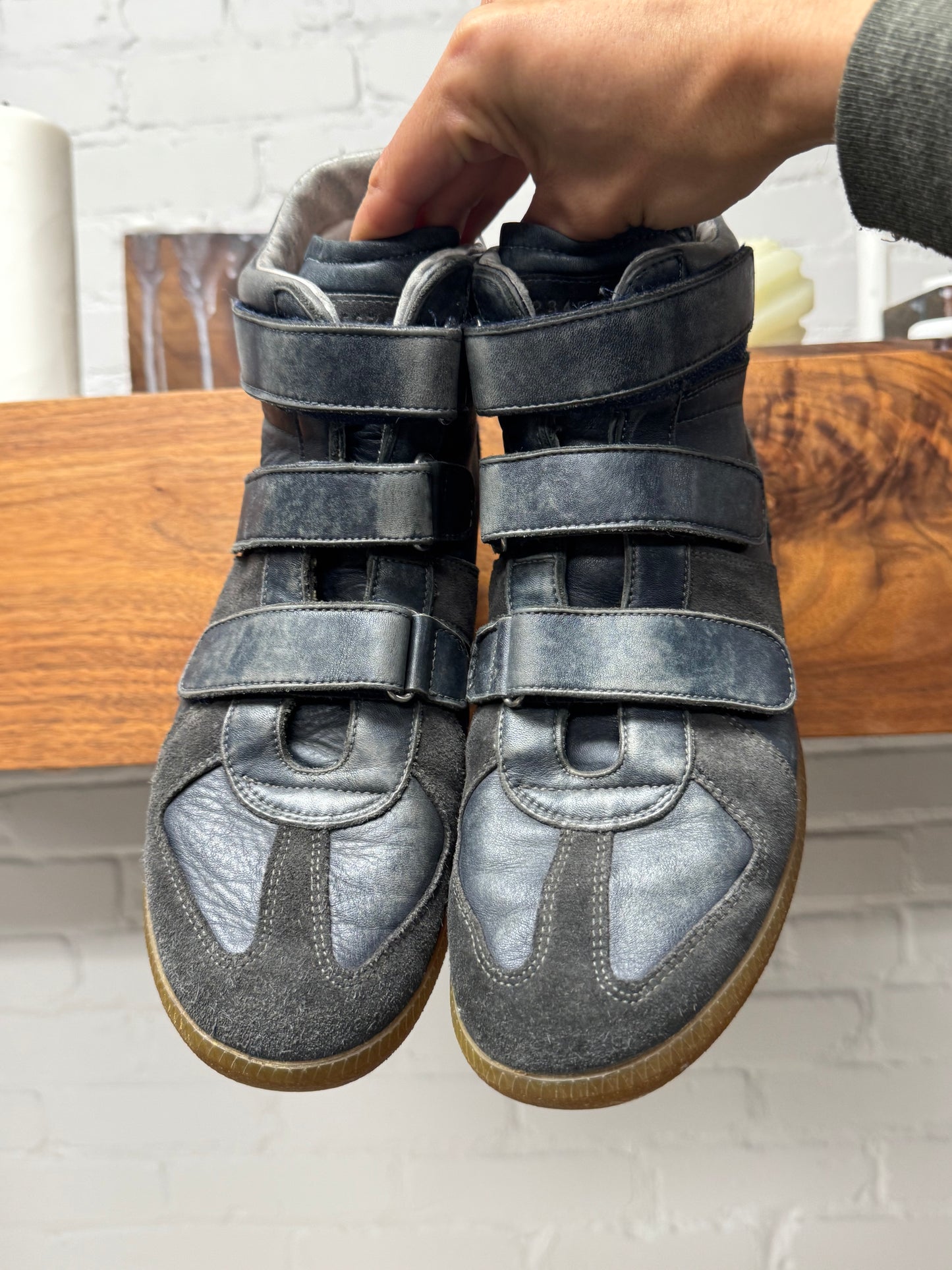 Maison Margiela Replica ‘G.A.T.’ Triple Strap Cobalt Blue/Gum Sole High Top Sneakers