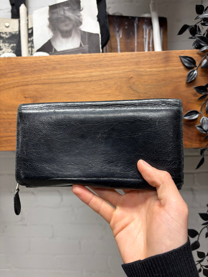 Balenciaga ‘City’ Black Calfskin Leather Long Wallet