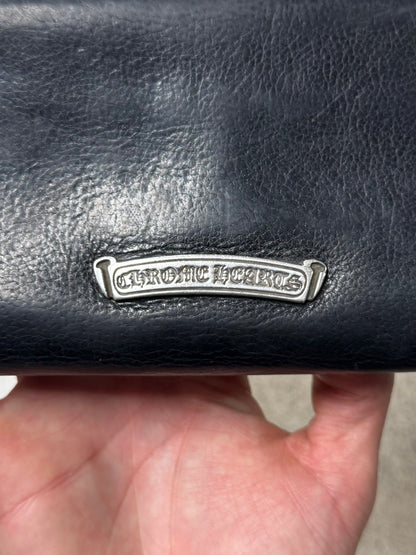Chrome Hearts ‘Fleur Cross’ Black Calfskin Leather Long Wallet