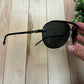 Chrome Hearts ‘Muncher’ Leather Handle 925 Cross Aviator Sunglasses