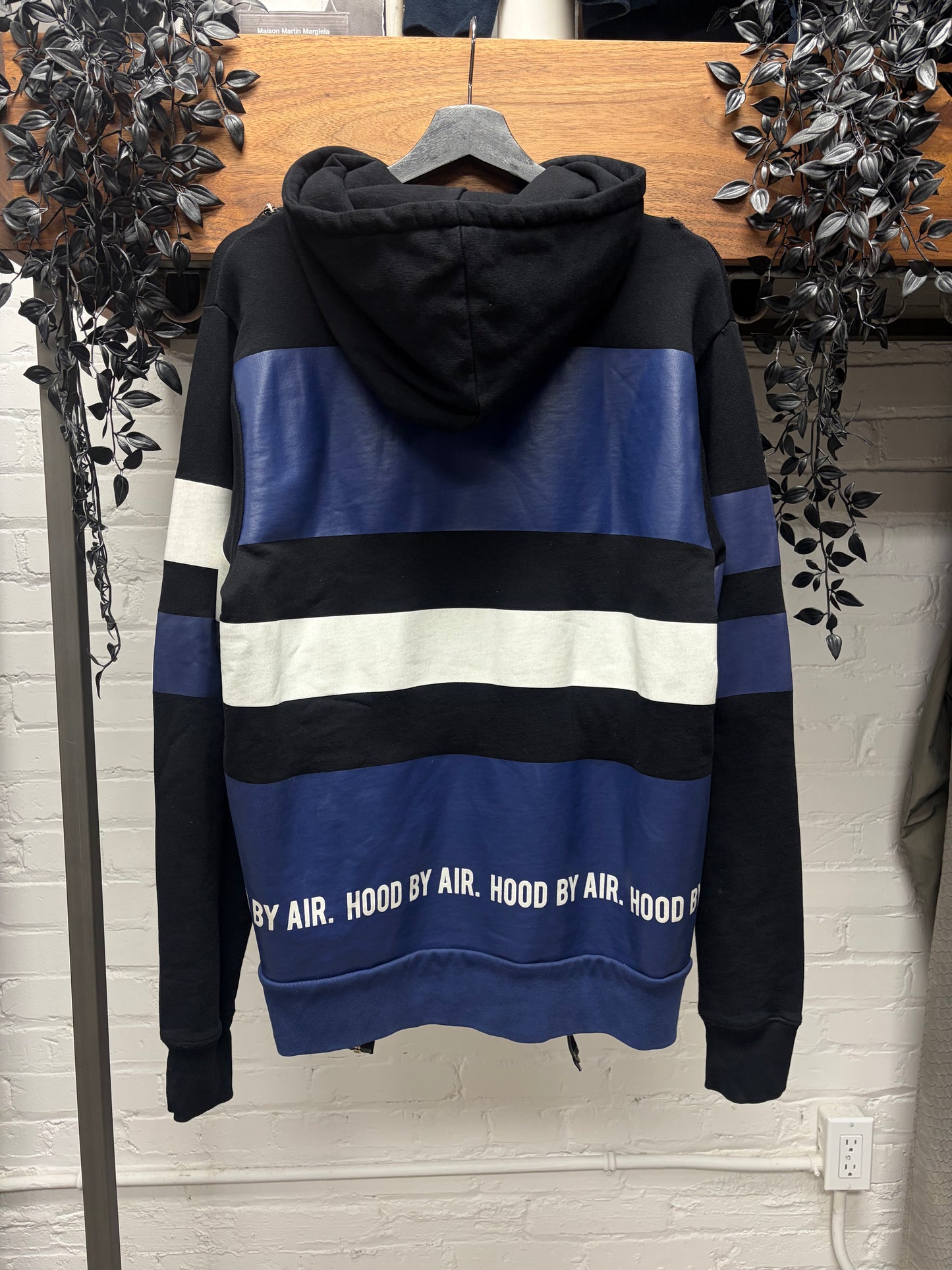 Hood by Air ‘Double Zip’ Extended Zipper Track Black/Blue Pullover Hoodie
