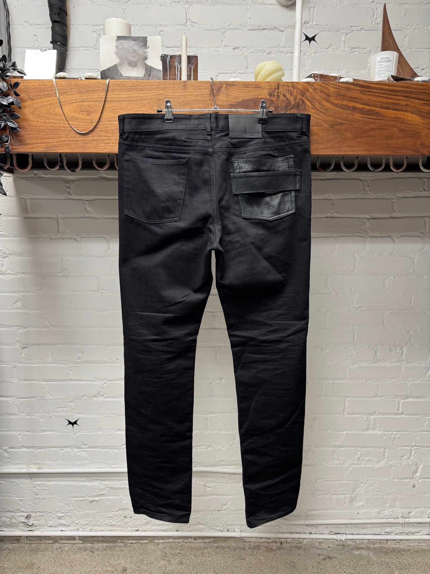 Givenchy Leather Pocket Black Skinny Jeans