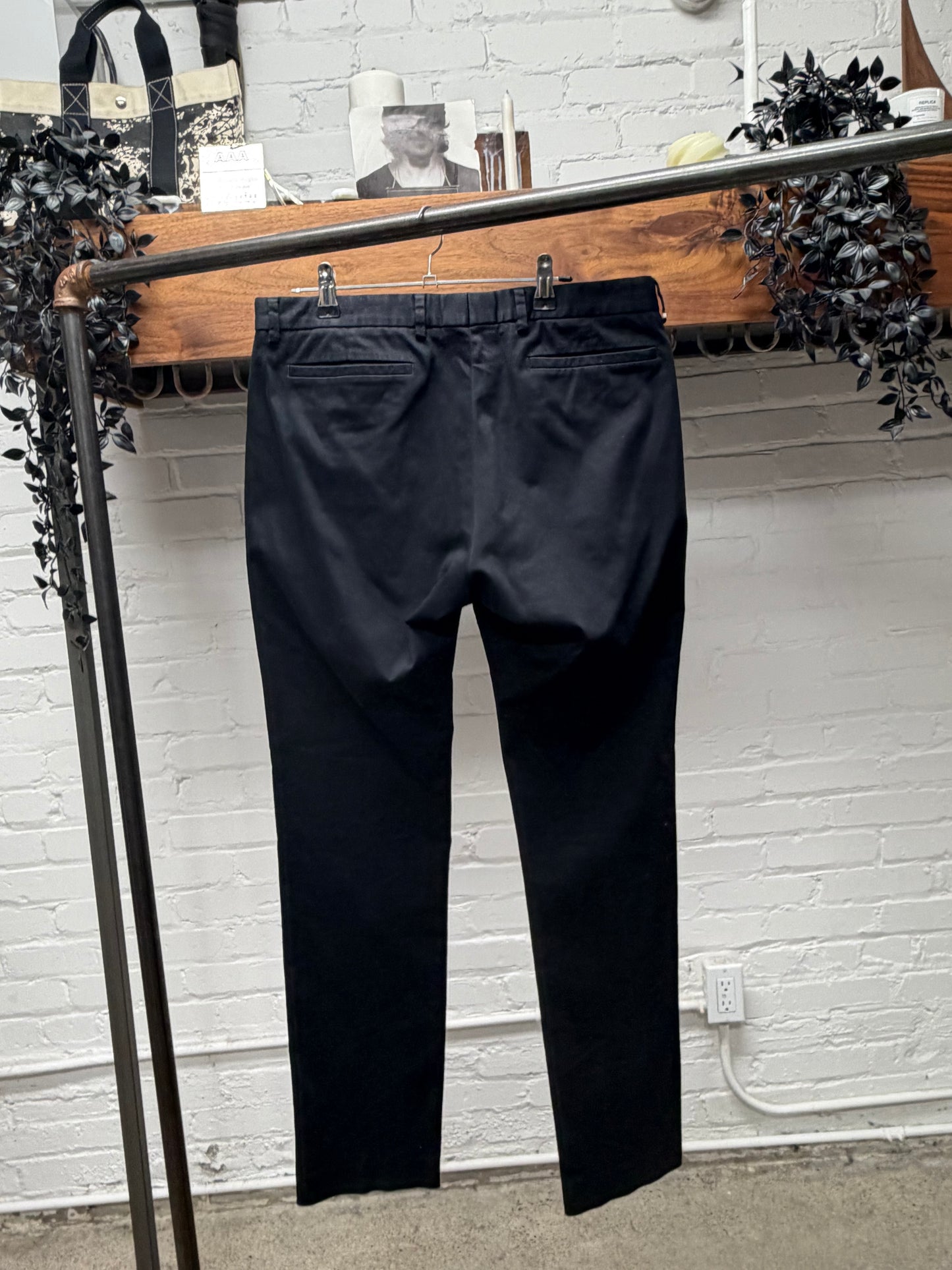 Dior Homme Black/Blue Zip-Closure Black Slim Cut Pants
