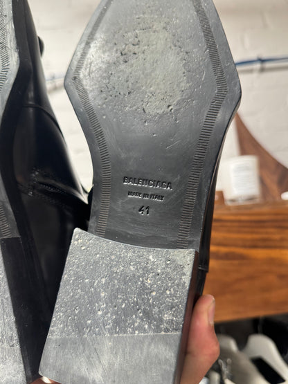 SS2019 Balenciaga ‘BB Rim’ Square Toe Shape Black Patent Leather Boots