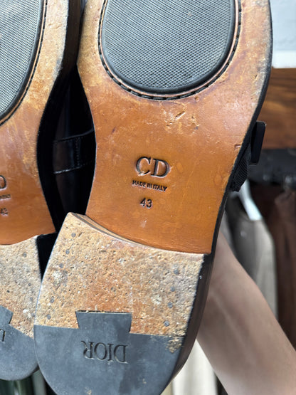 Dior ‘Evidence’ Roller Buckle Black Patent Leather Loafers