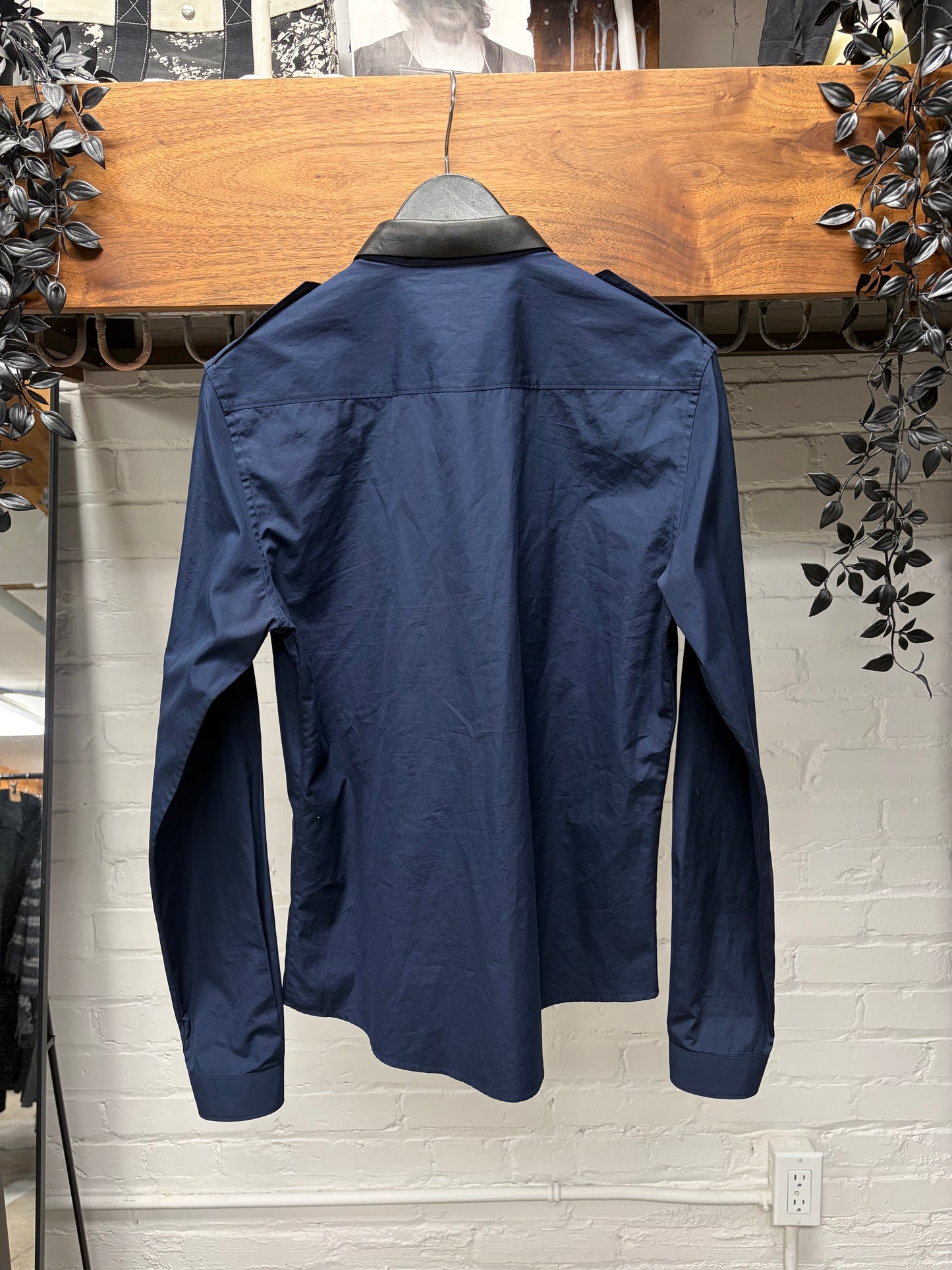 Gucci ‘Duke’ Detachable Leather Collar Military Inspired Button Up-Shirt