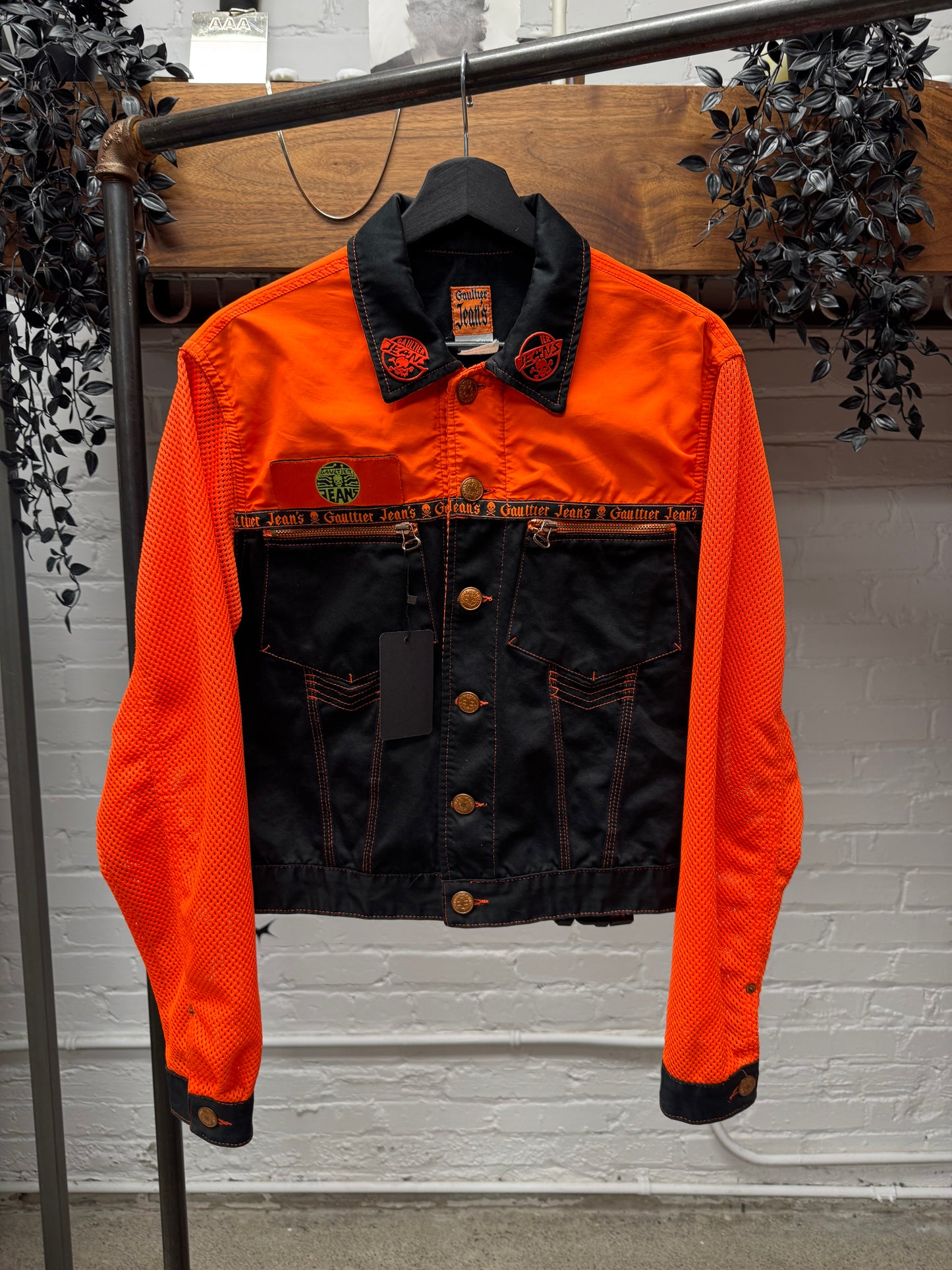 Vintage 90s Jean Paul Gaultier Mesh/Denim Hybrid Trucker Jacket