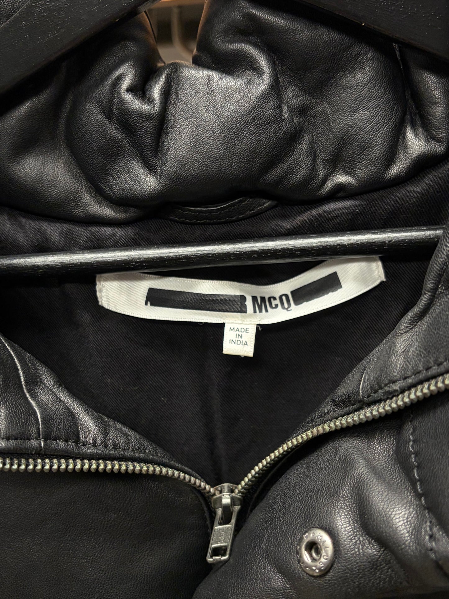 Alexander McQueen Lambskin Leather Black Puffer Jacket