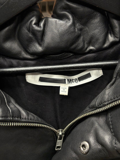 Alexander McQueen Lambskin Leather Black Puffer Jacket