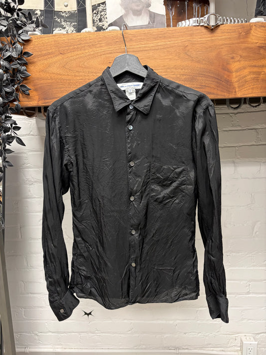 Comme Des Garçons Shirt Silky Black Button Up Shirt
