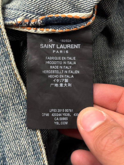2015 Saint Laurent by Hedi Slimane ‘D02’ Distressed Blue Skinny Denim