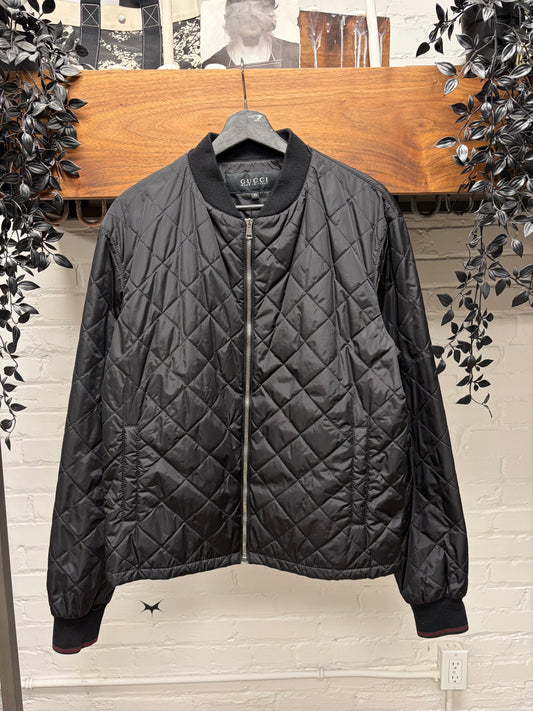 Gucci Quilted Black Padding Liner Bomber Jacket