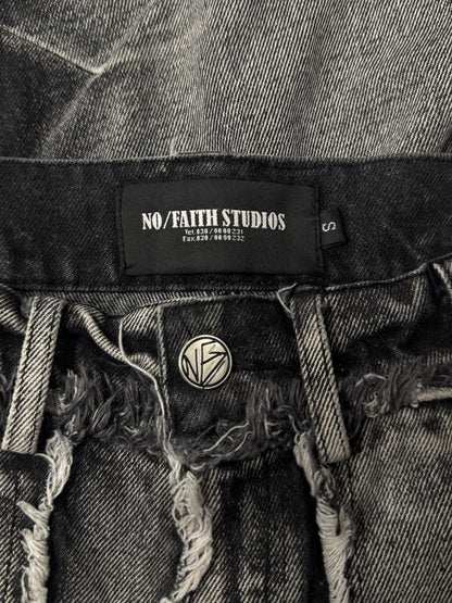 No Faith Studios ‘001’ Washed Grey Flared Denim