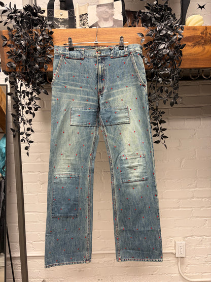 SS2002 Undercover ‘Illusion of Haze’ Repaired Blue Flared Leg Denim