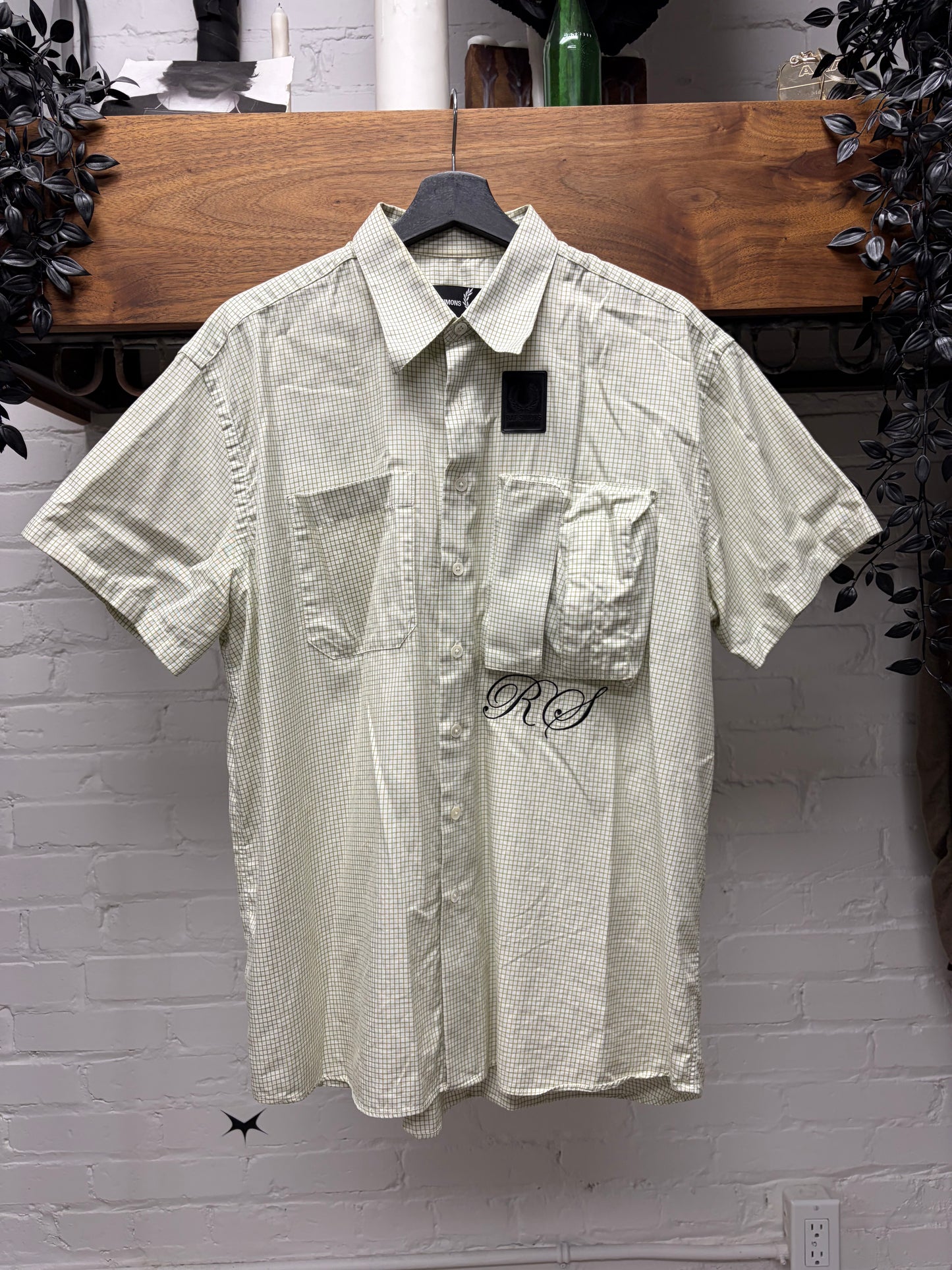 SS2019 Raf Simons x Fred Perry Cargo Pocket Gingham Short Sleeve Button Up Shirt