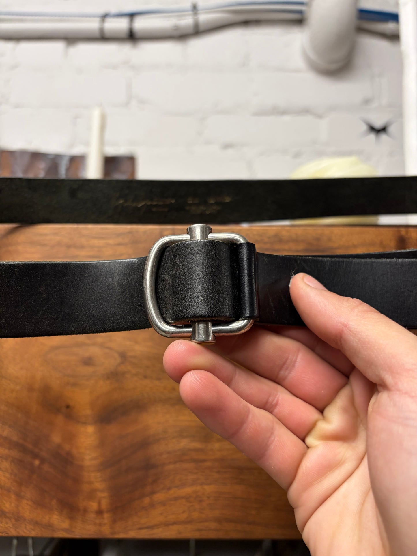 Yohji Yamamoto Pour Homme Black/Silver Horse Leather Small Buckle Belt