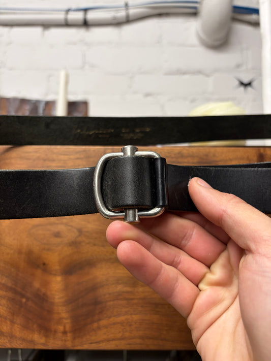Yohji Yamamoto Pour Homme Black/Silver Horse Leather Small Buckle Belt
