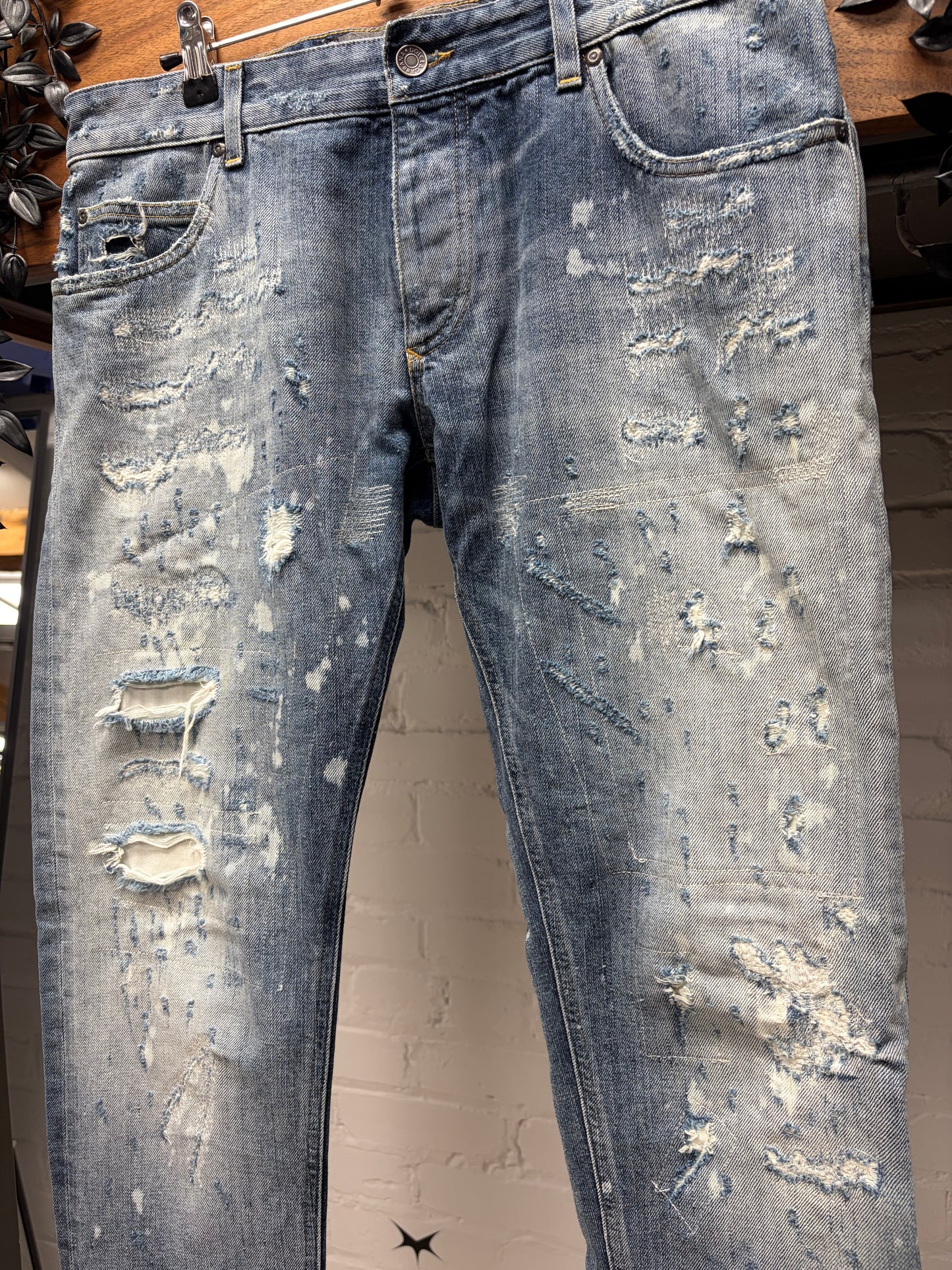 Dolce & Gabbana Heavily Distressed Blue Bootcut Denim