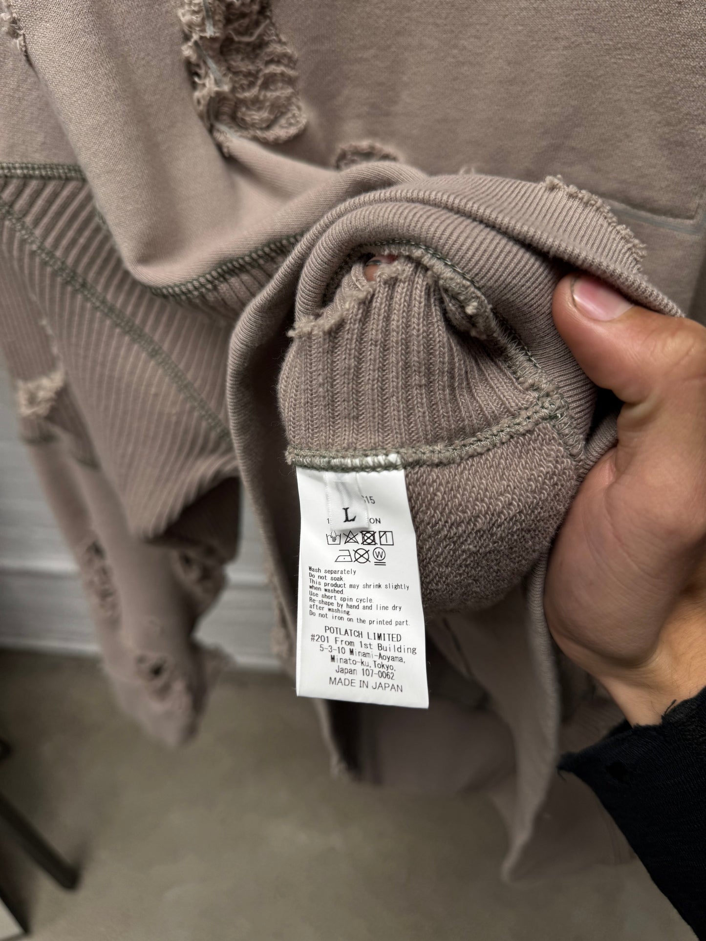 2023 Cav Empt ‘Plague’ Wide Rib Cut Up Sweatshirt
