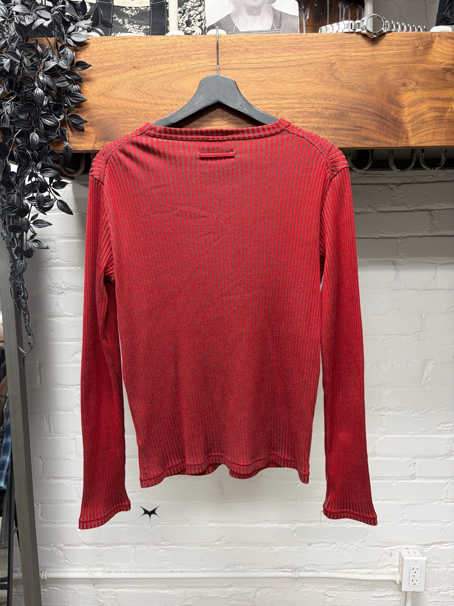 Vintage Jean Paul Gaultier ‘Overall Strap’ Harness Layered Pinstripe Long Sleeve Shirt