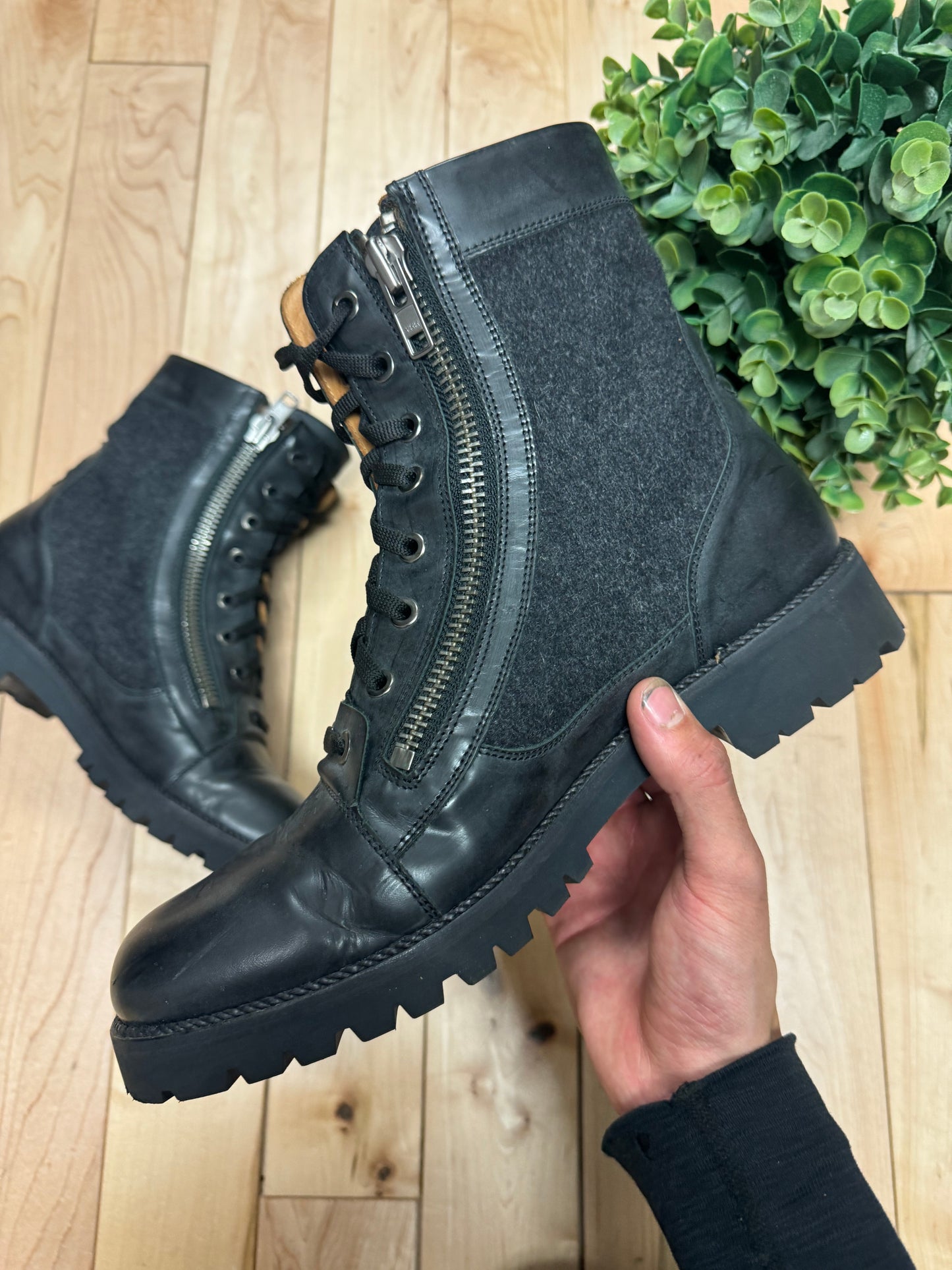 AW2012 Maison Margiela Double-Zip Leather Combat Boots