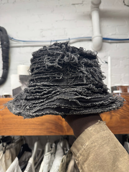 Paradoxe Paris Black Denim Distressed Bucket Hat
