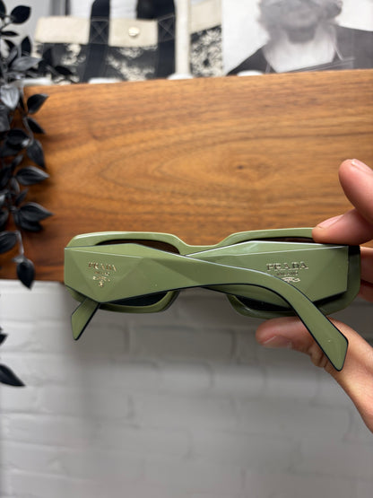 Prada ‘Matcha Green’ Boxy Geometric Frame Rectangular Sunglasses