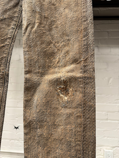 Kapital Faded Brown ‘Century’ Repaired Buckle Back Denim