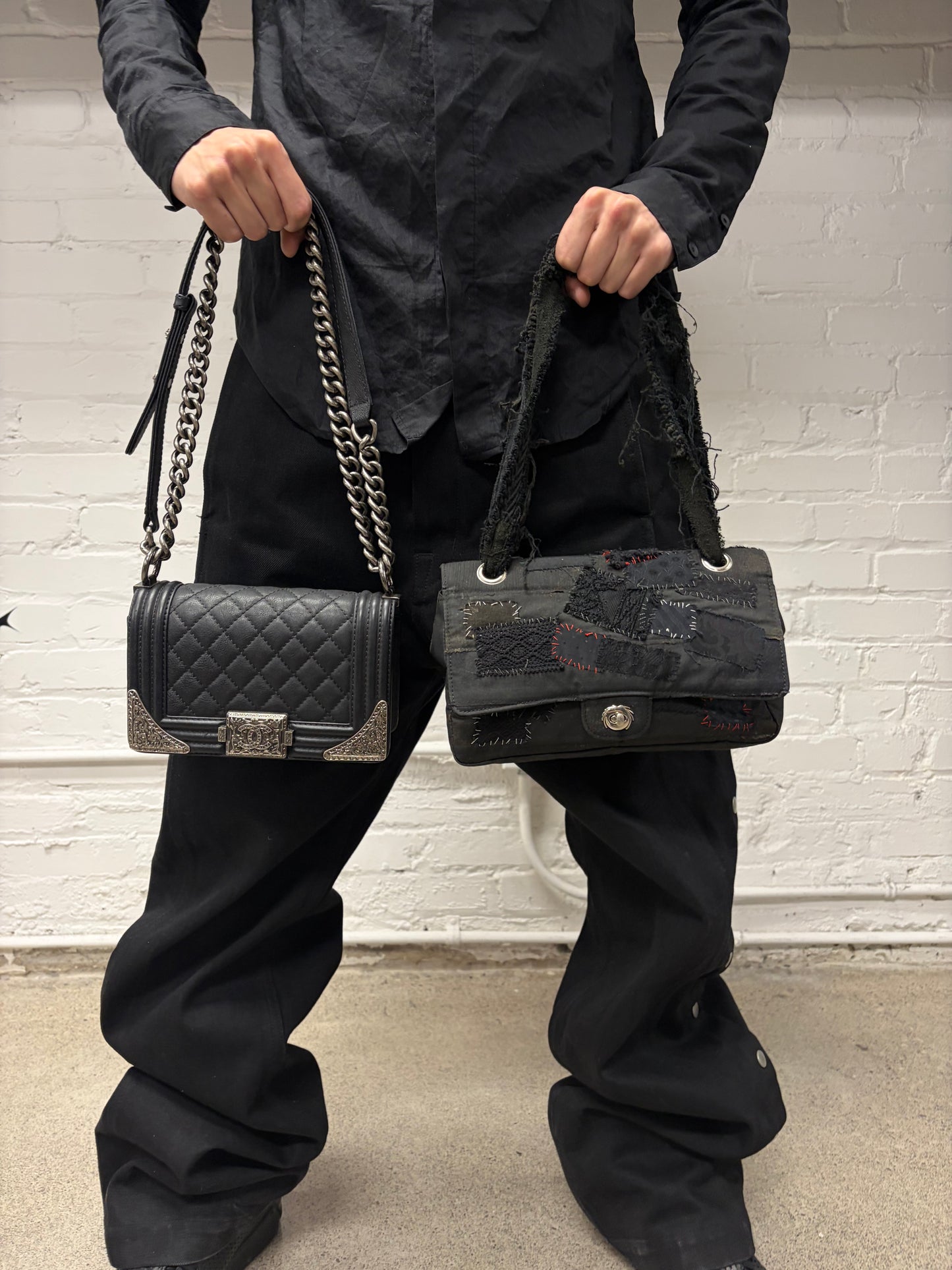 SS2003 Undercover ‘Scab’ Chanel ‘Boy Bag’ Style Patch Repaired Purse