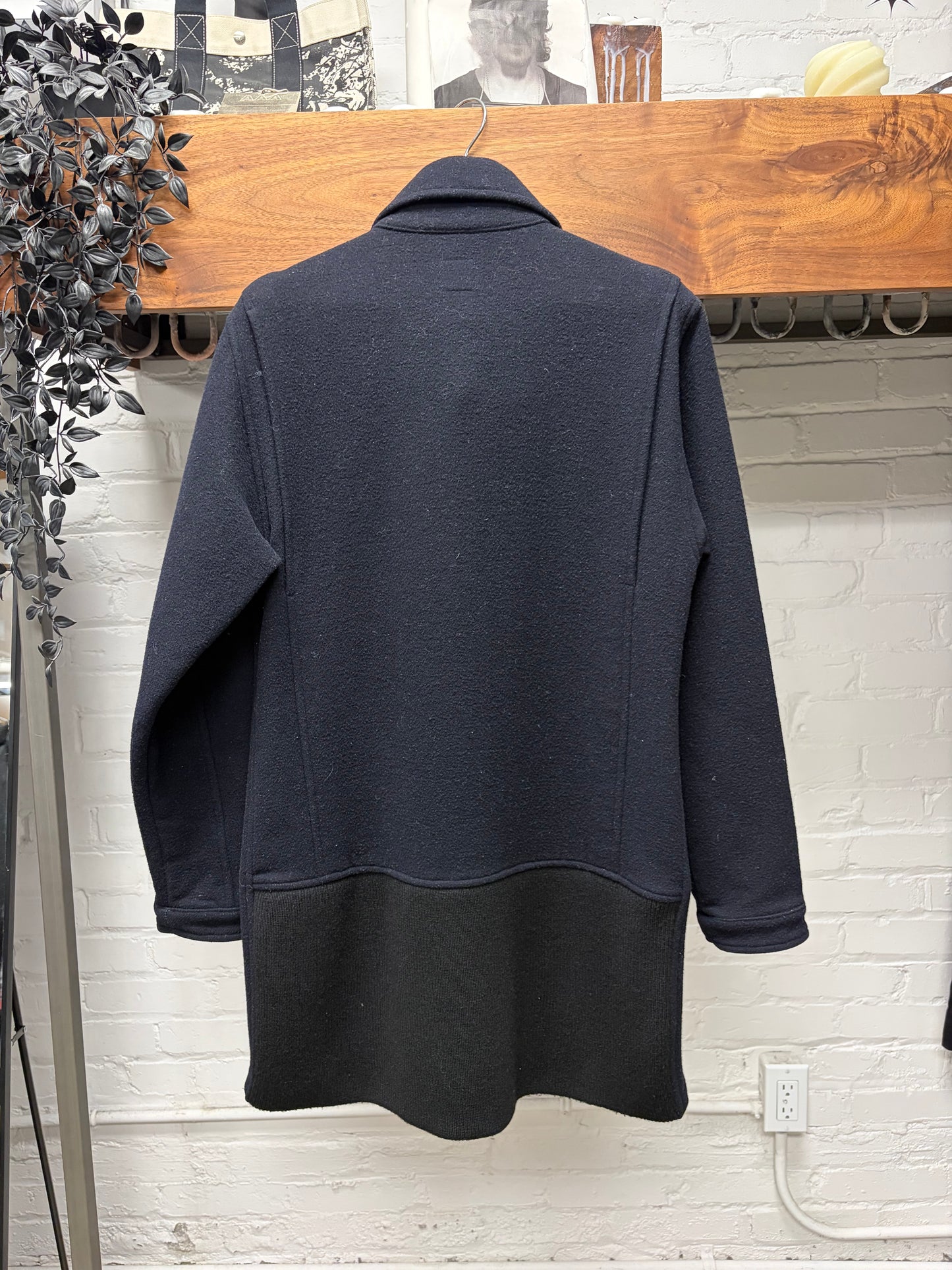 90s Early Number (N)ine ‘Switching Panels’ Black Long Wool Coat