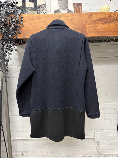90s Early Number (N)ine ‘Switching Panels’ Black Long Wool Coat