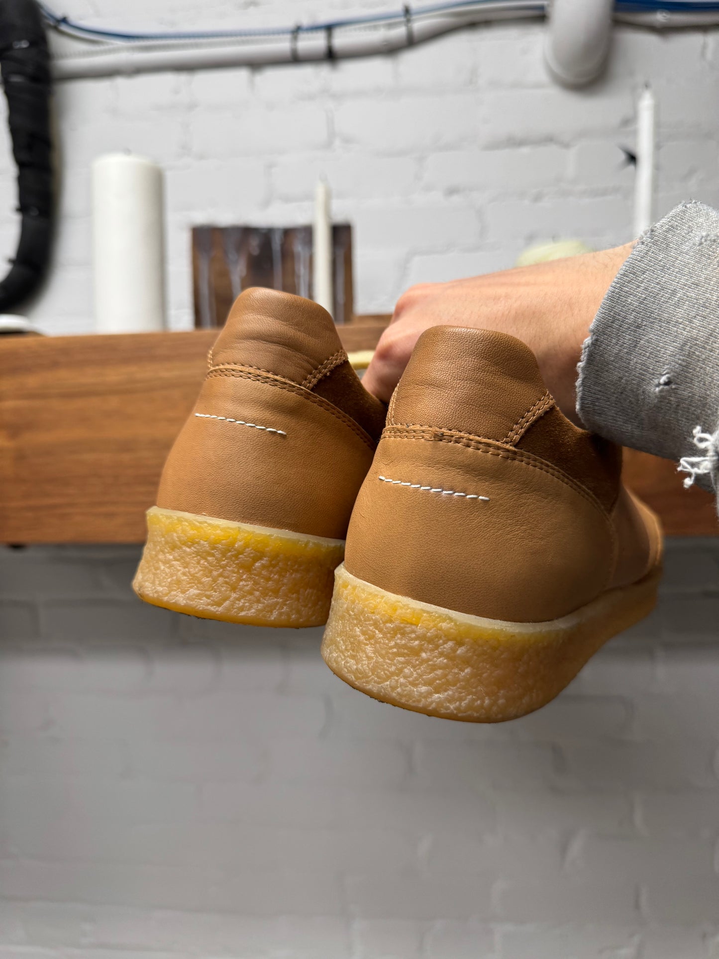 Maison Margiela ‘Court’ Brown Leather/Suede Crepe Sole Sneakers