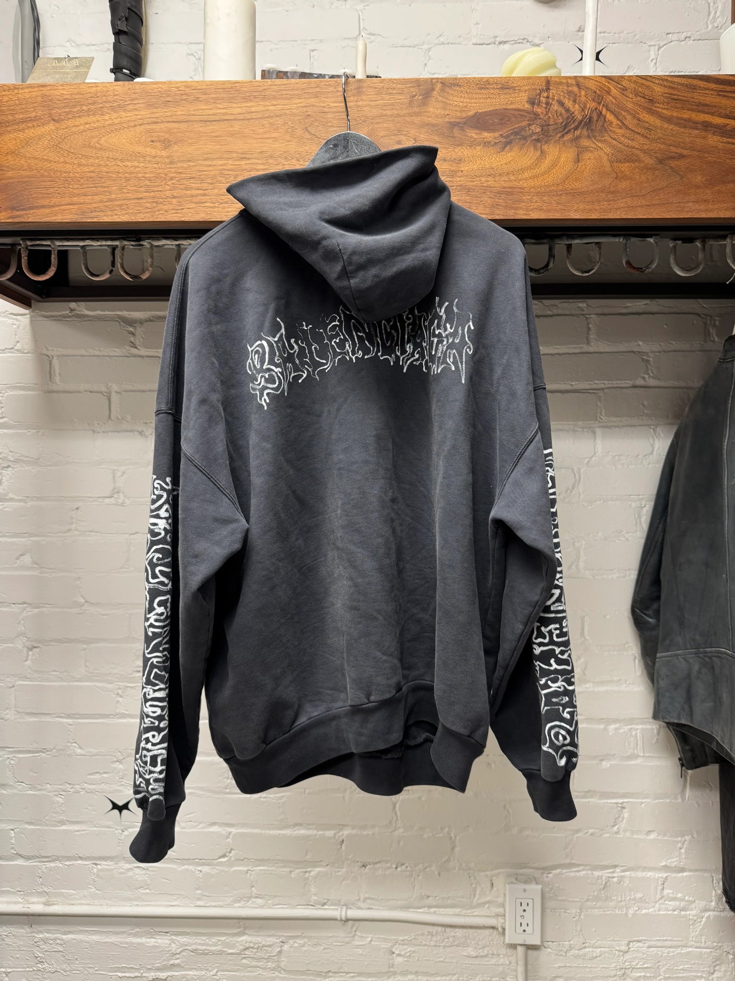 SS2024 Balenciaga ‘DIY Metal Logo’ Washed Black Pullover Hoodie