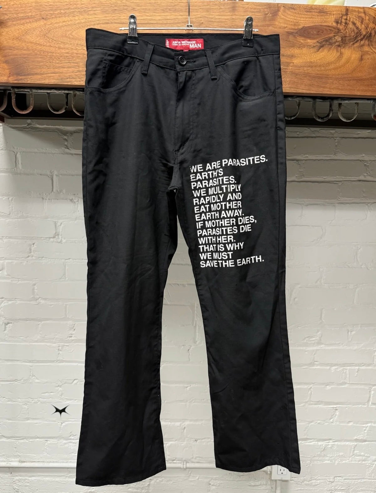 SS2002 Junya Watanabe x Levi’s ‘Earth’s Parasites’ Poem Black Trousers