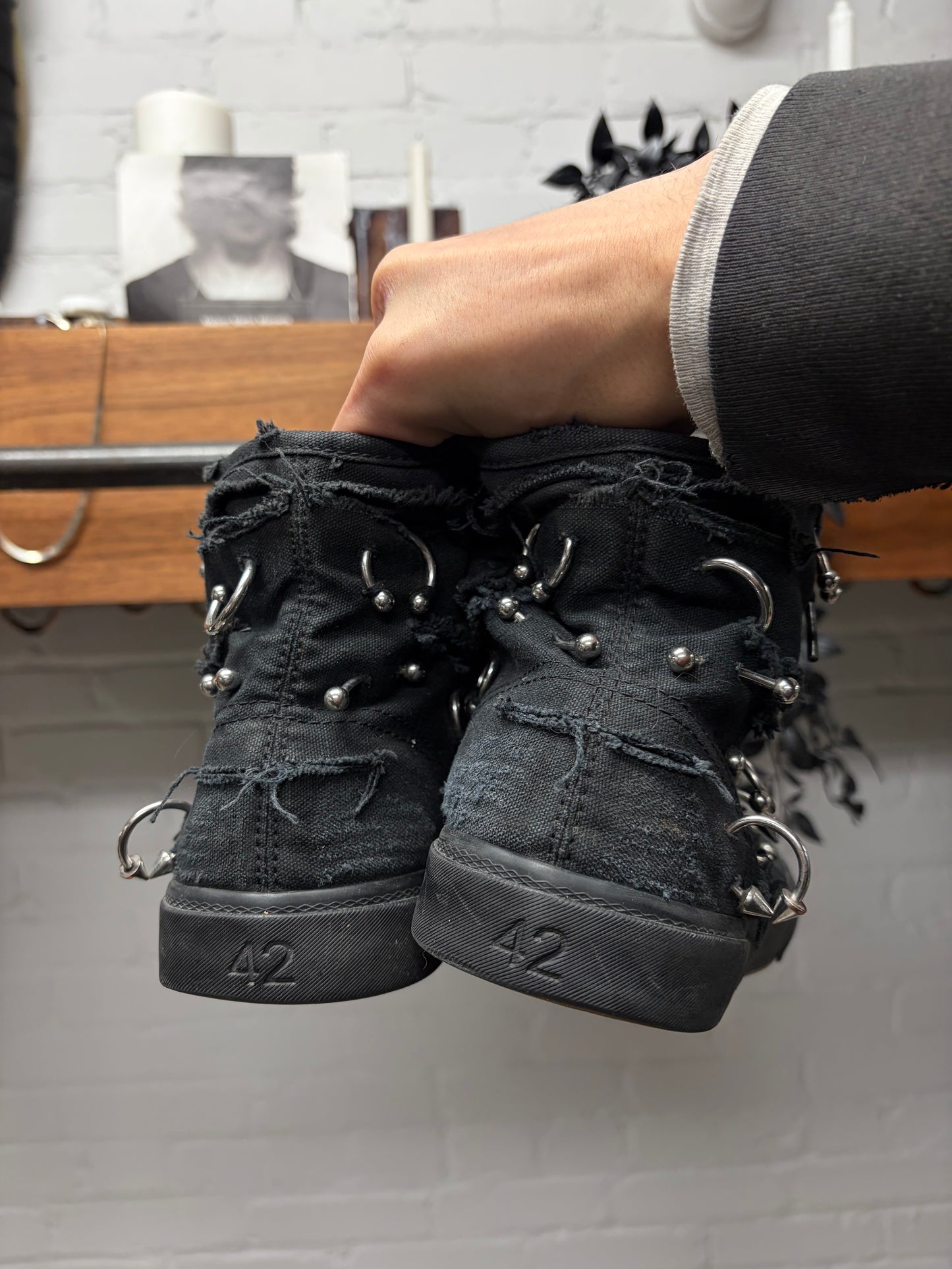 Balenciaga ‘Piercing’ Paris Black Canvas High Top Sneakers