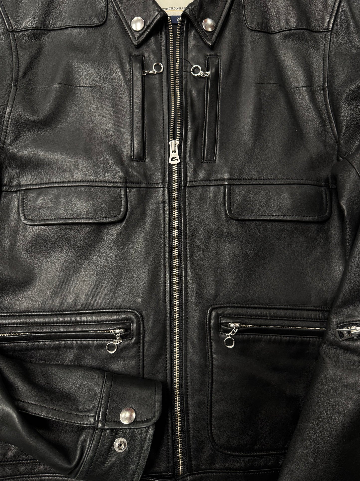 AW2007 Undercover Black Lambskin Leather Worker’s Jacket