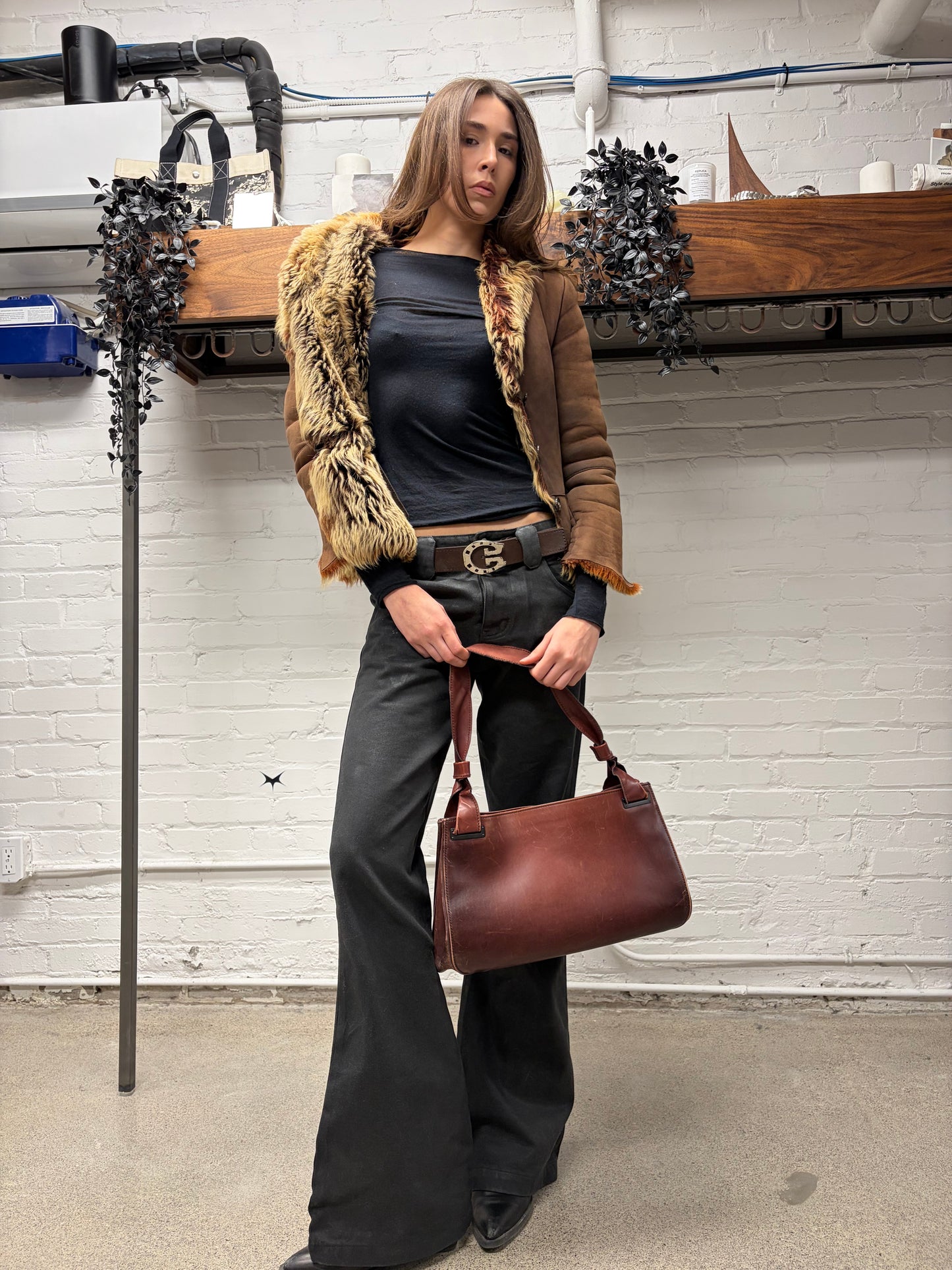 AW1998 Gucci by Tom Ford Genuine Fox Fur Gradient Orange/Brown Suede Jacket