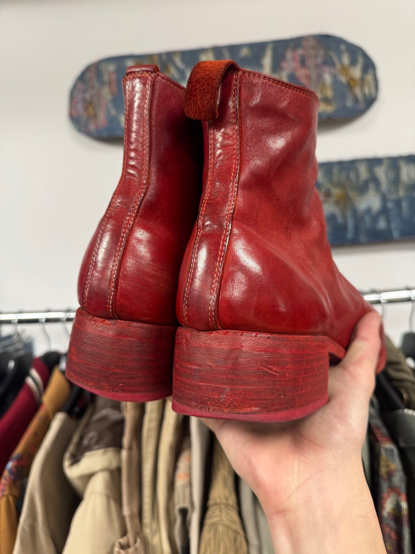 Guidi ‘PL1’ Red Leather Front Zip Boots